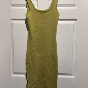 Clara Square Neck Fitted Dress / Mustard Color